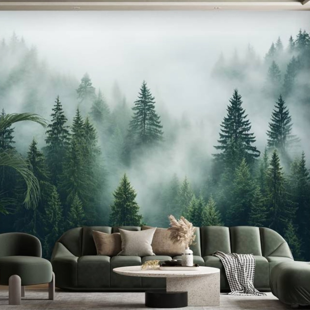 Forest + fog wallpaper peel & stick